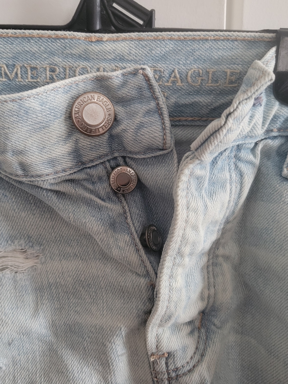 American Eagle Outfitters Light Wash Distressed Denim Cutoff Shorts - Picture 3 of 5